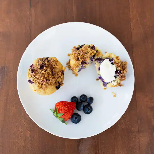 Whole Grain Blueberry Muffins w/ Crumble Topping